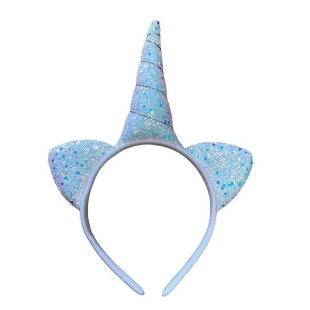 Sparkly Unicorn Horn Ears Headband Glitter Iridescent Party Costume‎ Accessory